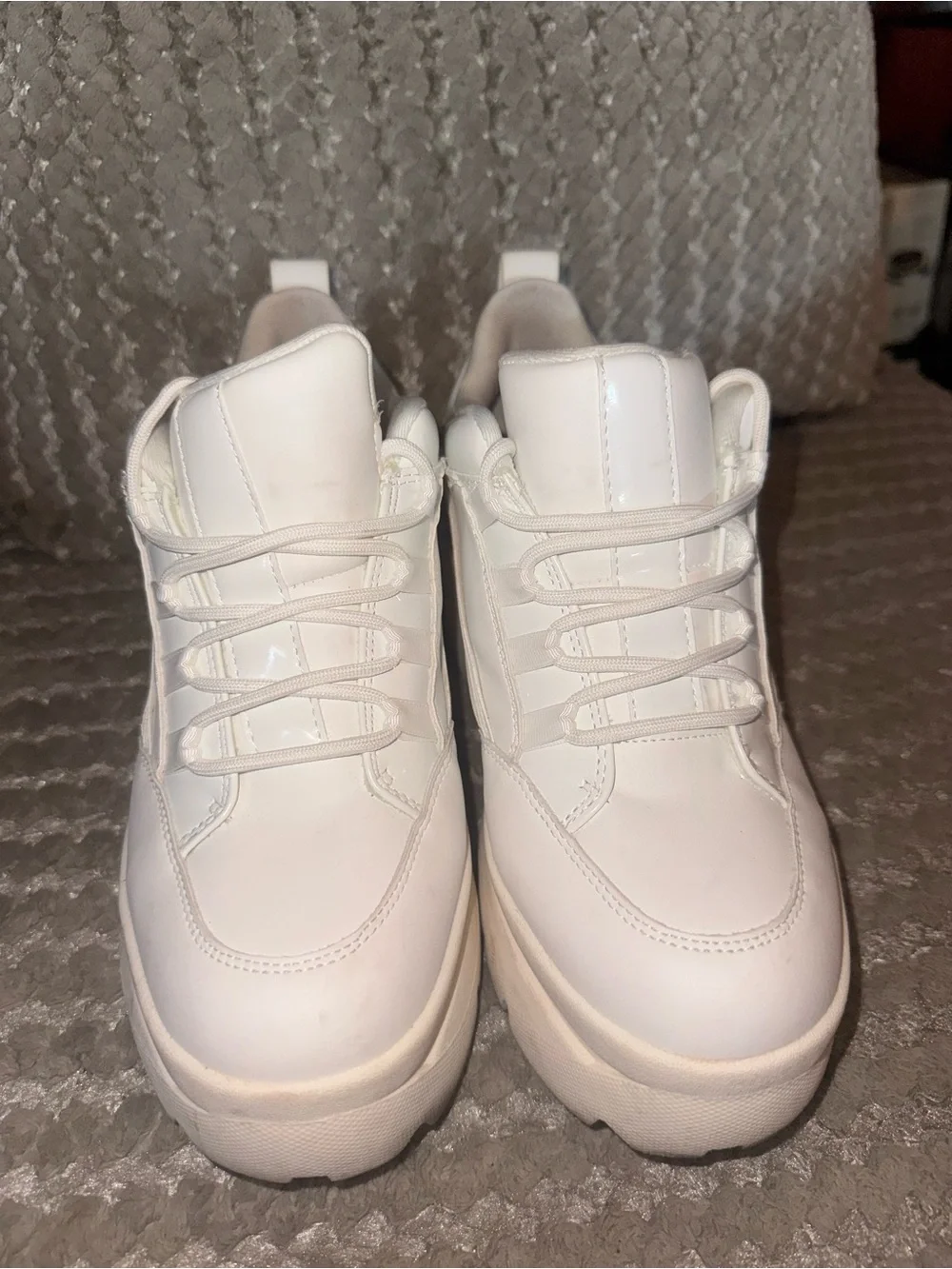 Madden Girl White Chunky Platform Lace-Up Sneakers